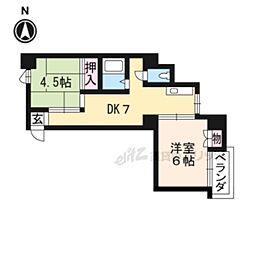 レークハイツ瀬田 2DKの間取図画像