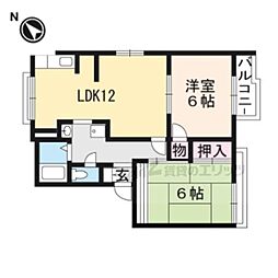 スカイハイツ橋井B 2LDKの間取図画像