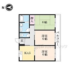 エクシード西大津 3DKの間取図画像