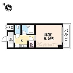 萱野ビル 1Kの間取図画像