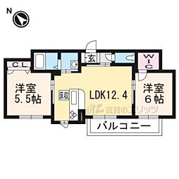 ルーチェ蟹川 2LDKの間取図画像
