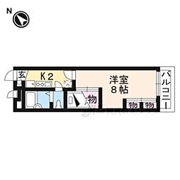レオパレスアラン 1Kの間取図画像