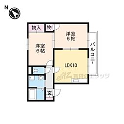 メゾンエルドラド 2DKの間取図画像