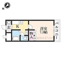 メロディーコート 1Kの間取図画像