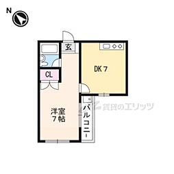 コマザワビル 1Kの間取図画像