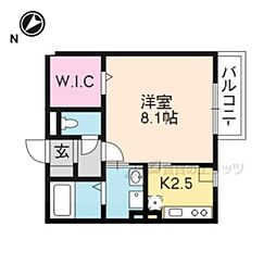 エスペランサ萱野 1Kの間取図画像