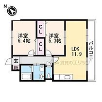 滋賀県東近江市東沖野３丁目（賃貸マンション2LDK・2階・55.00㎡） その2