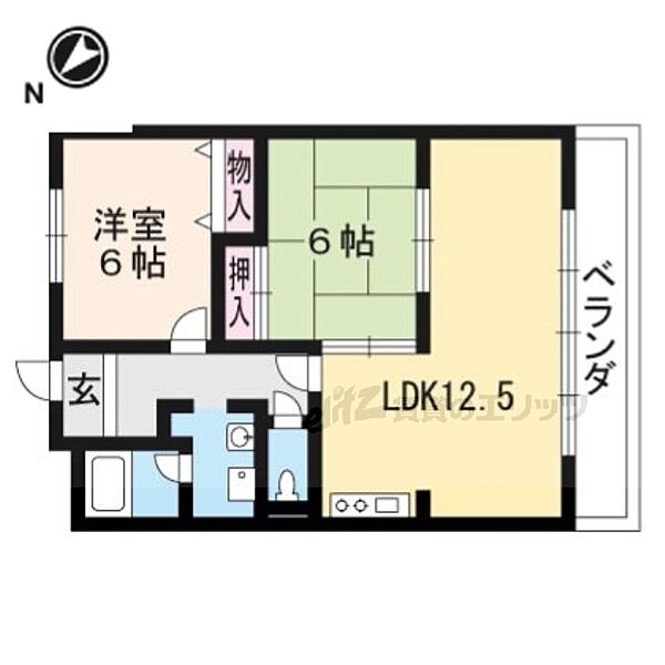 滋賀県栗東市小柿７丁目(賃貸マンション2LDK・4階・56.70㎡)の写真 その2