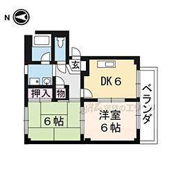 JR東海道・山陽本線 栗東駅 7.1kmの賃貸アパート 2階2DKの間取り