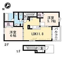 ラフェスタ 201 ｜ 滋賀県大津市仰木の里東８丁目（賃貸アパート2LDK・2階・56.68㎡） その2