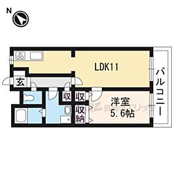 JR草津線 手原駅 徒歩6分の賃貸マンション 3階1LDKの間取り