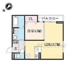 JR東海道・山陽本線 栗東駅 徒歩9分の賃貸アパート 3階1LDKの間取り