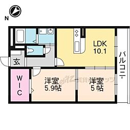 JR東海道・山陽本線 草津駅 徒歩25分の賃貸マンション 3階2LDKの間取り