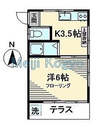 コーポ橋本 1Kの間取図画像
