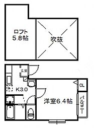クリスタルK九大南 1Kの間取図画像