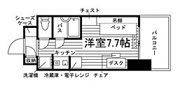 ユニエトワール九大学研都市 ワンルームの間取図画像