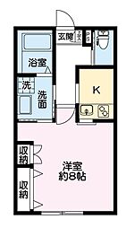 アジュール1 1Kの間取図画像