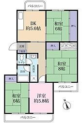 山田西第一次団地 4DKの間取り