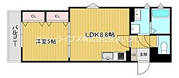 京阪本線 寝屋川市駅 徒歩10分の賃貸アパート 2階1LDKの間取り