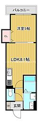 京阪本線 寝屋川市駅 徒歩10分の賃貸アパート 2階1LDKの間取り