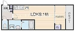京阪本線 古川橋駅 徒歩7分の賃貸アパート 1階1LDKの間取り