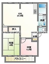 京阪本線 萱島駅 徒歩18分の賃貸アパート 2階2LDKの間取り