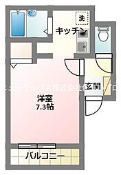 京阪本線 萱島駅 徒歩10分の賃貸マンション 3階1Kの間取り
