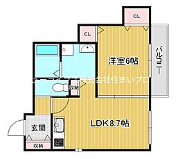 京阪本線 大和田駅 徒歩28分の賃貸アパート 2階1LDKの間取り
