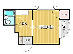 ロイヤルハイツ萱島 1DKの間取図画像