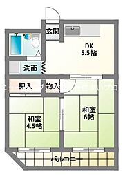 グリーンコーポラス 2DKの間取図画像