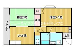 ハイツノボル 2DKの間取図画像