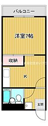 木田ハイツ 1Kの間取図画像