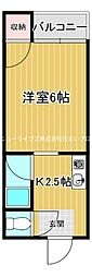 ピュアスモトA棟 1Kの間取図画像