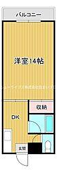 発春八坂ハイツ 1DKの間取図画像