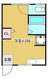 東北第4マンション ワンルームの間取図画像