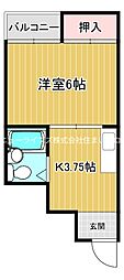 エムロード萱島 1Kの間取図画像