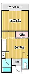 藤村ハイツ 1DKの間取図画像