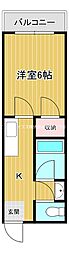 オスカー柳町 1Kの間取図画像