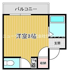 高千穂第2マンション ワンルームの間取図画像