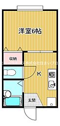 プチマンションモンタナ 1Kの間取図画像