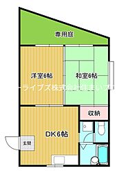 レジデンス澤井 2DKの間取図画像
