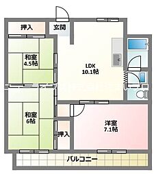 八幸マンション 3LDKの間取図画像