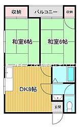 カトレア 2DKの間取図画像