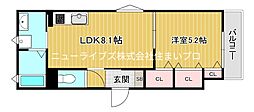 グランクラウディア寝屋川 1LDKの間取図画像