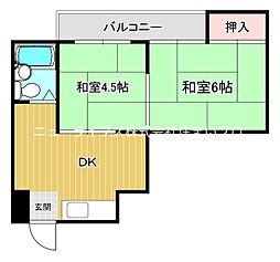 秀和第二ハイツ 2DKの間取図画像