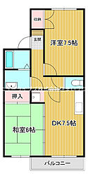 セピアハイツ 2DKの間取図画像