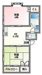 メゾンティグレ 2DKの間取図画像