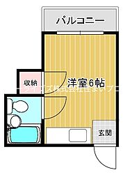 すずらんハイツ河北 ワンルームの間取図画像