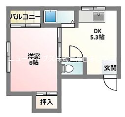 ハッピネスプラザ藤田 1DKの間取図画像