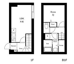 everCrest赤羽 地下1階1LDKの間取り